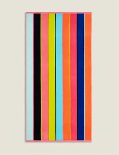 Discount ✨ Towels Pure Cotton Sand Resistant Striped Beach Towel 😀 -Women's Holiday Shop Sales PL 05 T36 2124B GV X EC 0