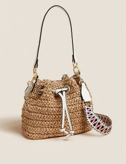 Brand new ⭐ M&S Collection 👜 Handbags Straw Duffle Cross Body Bag 👏