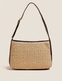 Best reviews of 💯 M&S Collection 👜 Handbags Straw Buckle Detail Shoulder Bag 😍 -Women's Holiday Shop Sales SD 01 T01 1152Y V0 X EC 4
