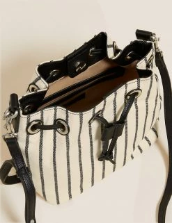 Cheapest 🧨 M&S Collection 👜 Handbags Canvas Striped Duffle Cross Body Bag 😍 -Women's Holiday Shop Sales SD 01 T01 2000Y V0 X EC 2