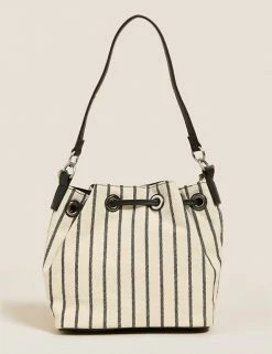 Cheapest 🧨 M&S Collection 👜 Handbags Canvas Striped Duffle Cross Body Bag 😍 -Women's Holiday Shop Sales SD 01 T01 2000Y V0 X EC 4