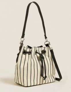 Cheapest 🧨 M&S Collection 👜 Handbags Canvas Striped Duffle Cross Body Bag 😍