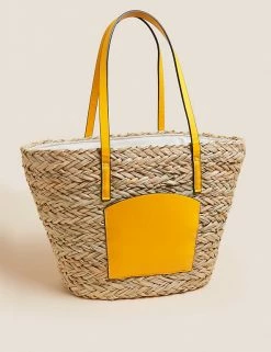 Coupon 🔥 M&S Collection 👜 Handbags Straw Tote Bag 💯 -Women's Holiday Shop Sales SD 01 T01 2197Y P0 X EC 90
