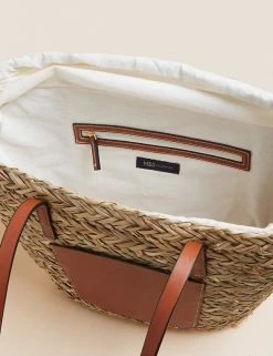 Coupon 🔥 M&S Collection 👜 Handbags Straw Tote Bag 💯 -Women's Holiday Shop Sales SD 01 T01 2197Y V0 X EC 2