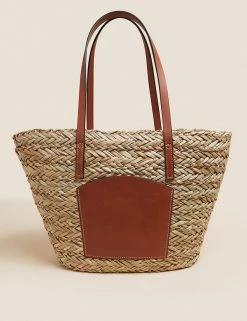 Coupon 🔥 M&S Collection 👜 Handbags Straw Tote Bag 💯 -Women's Holiday Shop Sales SD 01 T01 2197Y V0 X EC 3