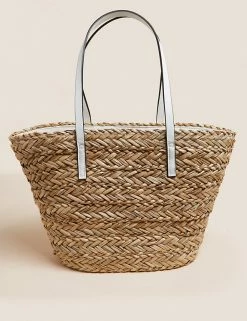 Coupon 🔥 M&S Collection 👜 Handbags Straw Tote Bag 💯 -Women's Holiday Shop Sales SD 01 T01 2197Y Z0 X EC 4