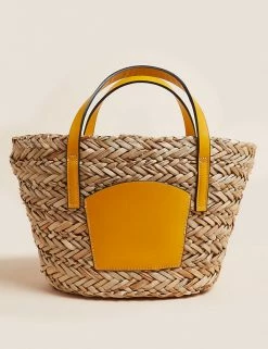 Deals 😉 M&S Collection 👜 Handbags Straw Mini Tote Bag 🥰 -Women's Holiday Shop Sales SD 01 T01 2297Y P0 X EC 3