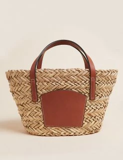 Deals 😉 M&S Collection 👜 Handbags Straw Mini Tote Bag 🥰 -Women's Holiday Shop Sales SD 01 T01 2297Y V0 X EC 3