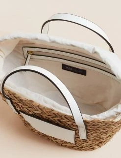 Deals 😉 M&S Collection 👜 Handbags Straw Mini Tote Bag 🥰 -Women's Holiday Shop Sales SD 01 T01 2297Y Z0 X EC 2