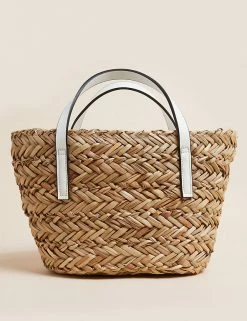 Deals 😉 M&S Collection 👜 Handbags Straw Mini Tote Bag 🥰 -Women's Holiday Shop Sales SD 01 T01 2297Y Z0 X EC 4