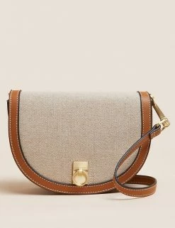 Wholesale 😍 M&S Collection 👜 Handbags Canvas Saddle Cross Body Bag 🥰 -Women's Holiday Shop Sales SD 01 T01 2970Y V0 X EC 3