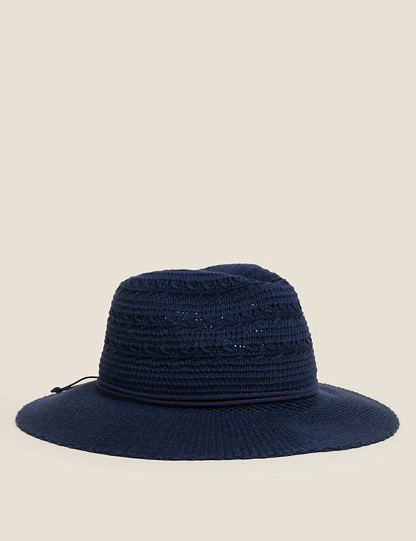 New ๐ M&S Collection Hats Cotton Rich Packable Fedora Hat ๐ 1 New ๐ M&S Collection Hats Cotton Rich Packable Fedora Hat ๐