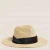 Cheapest 🎁 M&S Collection Hats Straw Fedora Hat ⭐