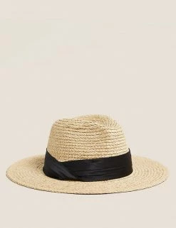 Cheapest 🎁 M&S Collection Hats Straw Fedora Hat ⭐