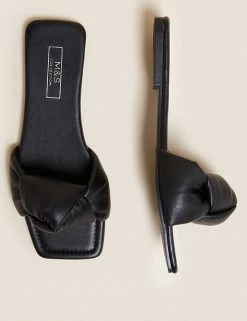 Wholesale 😉 M&S Collection 🩴 Sandals Knot Flat Mules 👍 -Women's Holiday Shop Sales SD 01 T02 3931 Y0 X EC 1