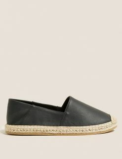 Outlet 💯 M&S Collection 👟 Shoes Leather Flat Espadrilles 👏 -Women's Holiday Shop Sales SD 01 T02 4631 Y0 X EC 0