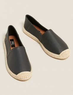 Outlet 💯 M&S Collection 👟 Shoes Leather Flat Espadrilles 👏 -Women's Holiday Shop Sales SD 01 T02 4631 Y0 X EC 90