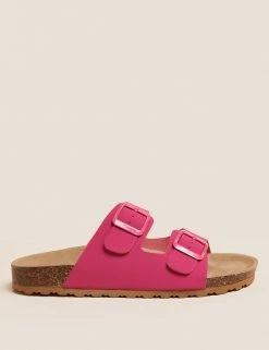Deals 🌟 M&S Collection Leather Two Strap 🩴 Sandals ✔️ -Women's Holiday Shop Sales SD 01 T02 4876 IE X EC 0