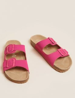 Deals 🌟 M&S Collection Leather Two Strap 🩴 Sandals ✔️ -Women's Holiday Shop Sales SD 01 T02 4876 IE X EC 90
