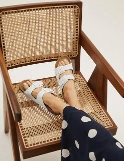 Deals 🌟 M&S Collection Leather Two Strap 🩴 Sandals ✔️ -Women's Holiday Shop Sales SD 01 T02 4876 Z0 X EC 2