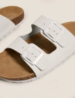 Deals 🌟 M&S Collection Leather Two Strap 🩴 Sandals ✔️ -Women's Holiday Shop Sales SD 01 T02 4876 Z0 X EC 3