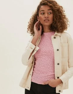 New ❤️ M&S Collection Women 2 Pack Cotton Rich Fitted T-Shirts 🧨 -Women's Holiday Shop Sales SD 01 T41 4025Z EX X EC 1