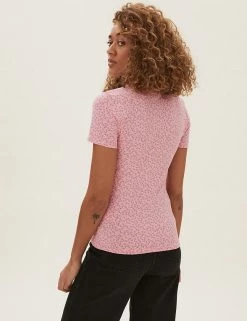 New ❤️ M&S Collection Women 2 Pack Cotton Rich Fitted T-Shirts 🧨 -Women's Holiday Shop Sales SD 01 T41 4025Z EX X EC 3