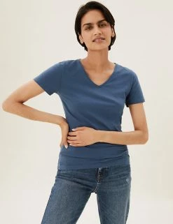 Outlet ๐งจ M&S Collection Women 2 Pack Cotton Rich Fitted Tops ๐ 21 Outlet ๐งจ M&S Collection Women 2 Pack Cotton Rich Fitted Tops ๐ -Women's Holiday Shop Sales SD 01 T41 4029Z KP X EC 3