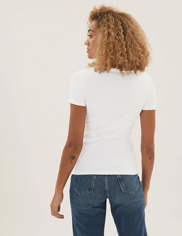 Outlet ๐งจ M&S Collection Women 2 Pack Cotton Rich Fitted Tops ๐ 4 Outlet ๐งจ M&S Collection Women 2 Pack Cotton Rich Fitted Tops ๐ - Image 4