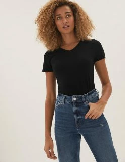 Outlet ๐งจ M&S Collection Women 2 Pack Cotton Rich Fitted Tops ๐ 16 Outlet ๐งจ M&S Collection Women 2 Pack Cotton Rich Fitted Tops ๐ -Women's Holiday Shop Sales SD 01 T41 4029Z ZY X EC 4