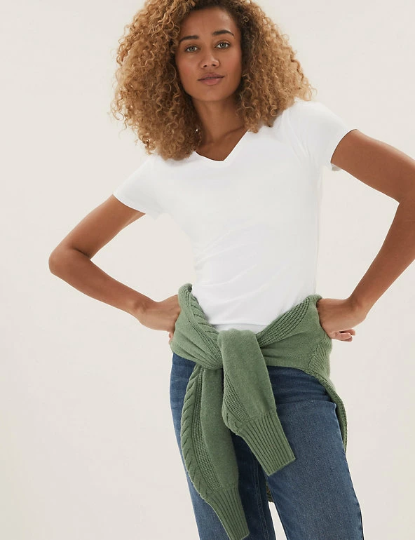 Outlet ๐งจ M&S Collection Women 2 Pack Cotton Rich Fitted Tops ๐ 2 Outlet ๐งจ M&S Collection Women 2 Pack Cotton Rich Fitted Tops ๐ - Image 2