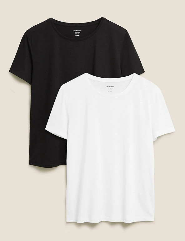 Best Sale ๐ M&S Collection Women 2 Pack Crew Neck Relaxed T-Shirts ๐ 2 Best Sale ๐ M&S Collection Women 2 Pack Crew Neck Relaxed T-Shirts ๐ - Image 2