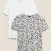 Brand new 😍 M&S Collection Women 2 Pack Crew Neck Relaxed T-Shirts 🎉