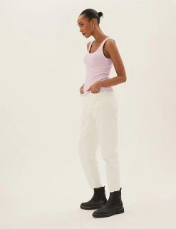 Women's Holiday Shop Sales 29 Cheapest ✔️ M&S Collection Tops Cotton Rich Ribbed Crew Neck Vest Top 👍