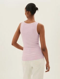 Cheapest ✔️ M&S Collection Tops Cotton Rich Ribbed Crew Neck Vest Top 👍 -Women's Holiday Shop Sales SD 01 T41 4193 A0 X EC 2