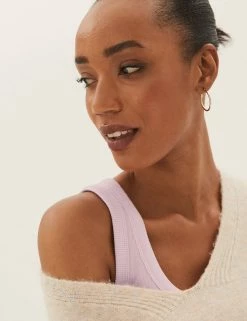 Cheapest ✔️ M&S Collection Tops Cotton Rich Ribbed Crew Neck Vest Top 👍 -Women's Holiday Shop Sales SD 01 T41 4193 A0 X EC 3