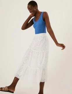 Cheapest ✔️ M&S Collection Tops Cotton Rich Ribbed Crew Neck Vest Top 👍 -Women's Holiday Shop Sales SD 01 T41 4193 E0 X EC 0