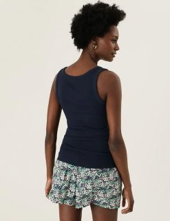 Cheapest ✔️ M&S Collection Tops Cotton Rich Ribbed Crew Neck Vest Top 👍 -Women's Holiday Shop Sales SD 01 T41 4193 F0 X EC 3