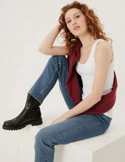 Cheapest ✔️ M&S Collection Tops Cotton Rich Ribbed Crew Neck Vest Top 👍 -Women's Holiday Shop Sales SD 01 T41 4193 Z0 X EC 1