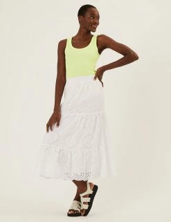 Cheapest ✔️ M&S Collection Tops Cotton Rich Ribbed Crew Neck Vest Top 👍 -Women's Holiday Shop Sales SD 01 T41 4193 Z2 X EC 1