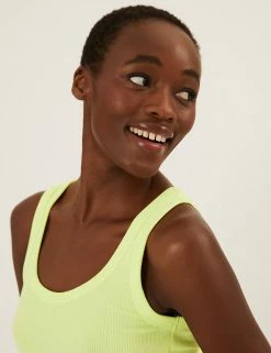 Cheapest ✔️ M&S Collection Tops Cotton Rich Ribbed Crew Neck Vest Top 👍 -Women's Holiday Shop Sales SD 01 T41 4193 Z2 X EC 2