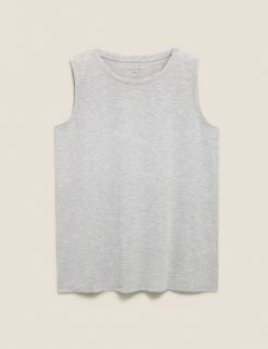 Budget 😍 M&S Collection Women Crew Neck Relaxed Sleeveless Tank Top ❤️