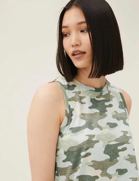 Coupon 🔥 M&S Collection Women Camouflage Crew Neck Relaxed Tank Top 🔔 3 Coupon 🔥 M&S Collection Women Camouflage Crew Neck Relaxed Tank Top 🔔 - Image 3