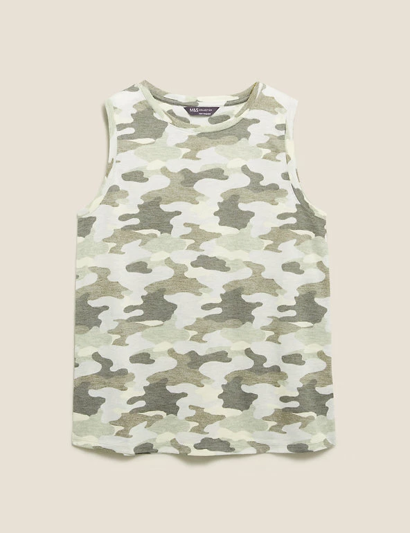 Coupon 🔥 M&S Collection Women Camouflage Crew Neck Relaxed Tank Top 🔔 2 Coupon 🔥 M&S Collection Women Camouflage Crew Neck Relaxed Tank Top 🔔 - Image 2