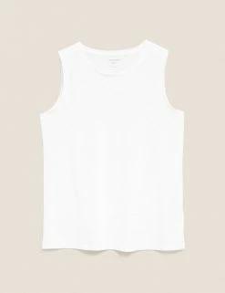 Coupon 🎉 M&S Collection Women Crew Neck Relaxed Sleeveless Tank Top ⭐
