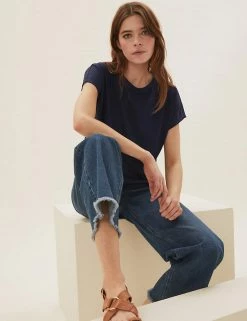 Budget 🎁 M&S Collection Women Crew Neck Short Sleeve T-Shirt 😀 15 Budget 🎁 M&S Collection Women Crew Neck Short Sleeve T-Shirt 😀 -Women's Holiday Shop Sales SD 01 T41 5950 F0 X EC 0