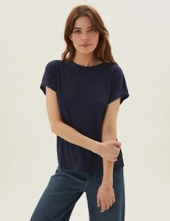 Budget 🎁 M&S Collection Women Crew Neck Short Sleeve T-Shirt 😀 19 Budget 🎁 M&S Collection Women Crew Neck Short Sleeve T-Shirt 😀 -Women's Holiday Shop Sales SD 01 T41 5950 F0 X EC 3