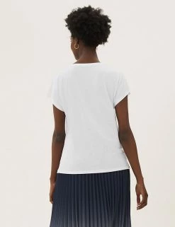 Budget 🎁 M&S Collection Women Crew Neck Short Sleeve T-Shirt 😀 13 Budget 🎁 M&S Collection Women Crew Neck Short Sleeve T-Shirt 😀 -Women's Holiday Shop Sales SD 01 T41 5950 Z0 X EC 2