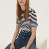 Discount ⭐ M&S Collection T-shirts Pure Cotton Striped Straight Fit T-Shirt 🌟