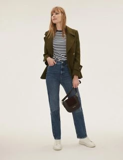 Discount ⭐ M&S Collection T-shirts Pure Cotton Striped Straight Fit T-Shirt 🌟 -Women's Holiday Shop Sales SD 01 T41 8763 F4 X EC 4